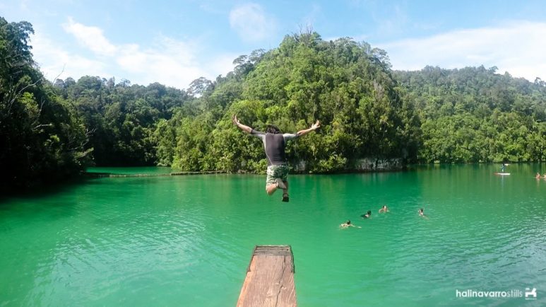 Dive board in Sugba Lagoon in Siargao