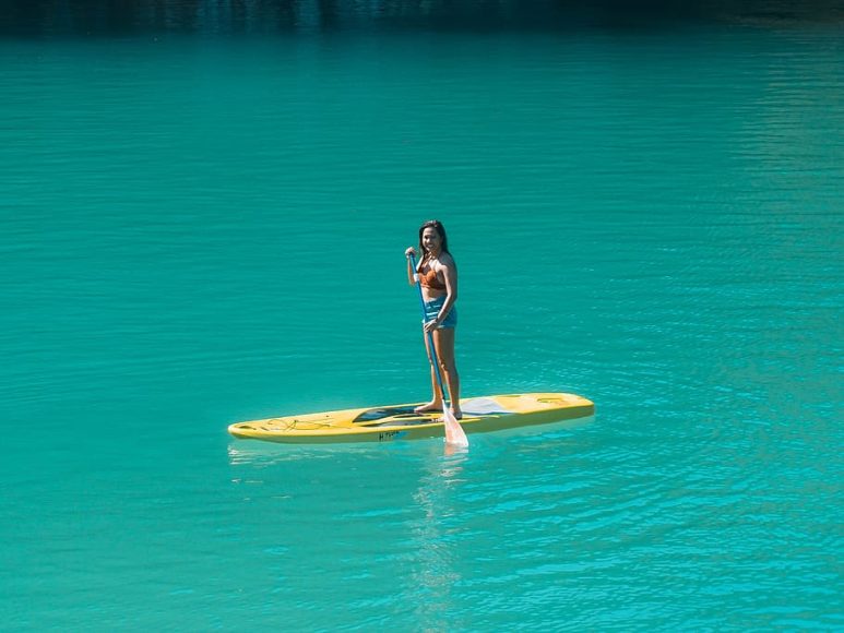 Stand-up paddleboarding in Sugba Lagoon