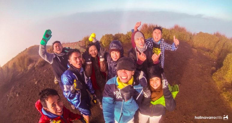 Fellow mountaineers in the summit of Mount Pulag