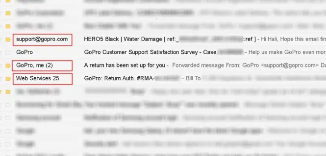 GoPro returns: 3 emails
