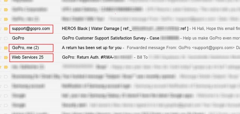 GoPro returns: 3 emails
