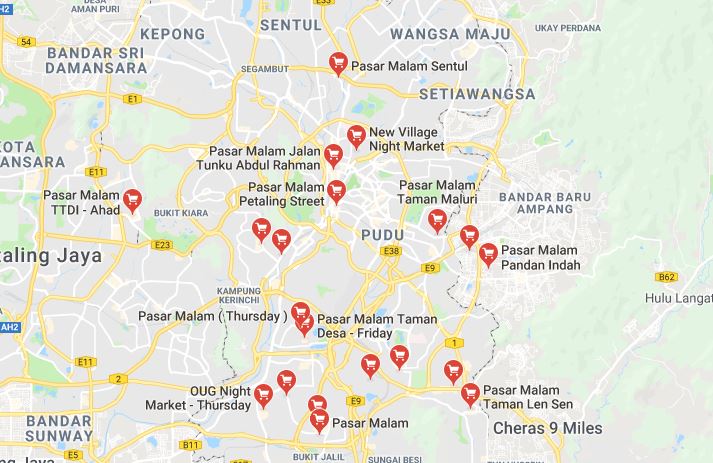 Pasar malams in Kuala Lumpur, Malaysia