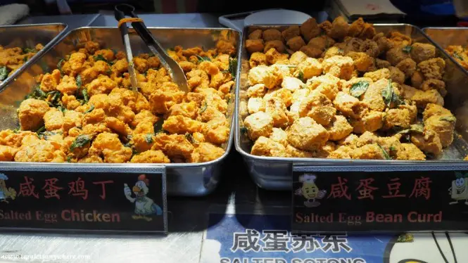 Taman Connaught pasar malam salted-egg chicken and fish skin
