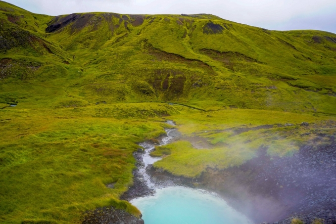 Thermal river hot spring in Iceland