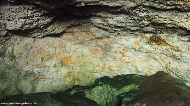 Ancient wall paintings in Liang Kobori, Muna Island