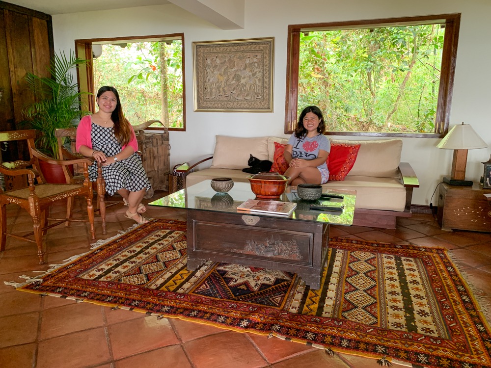 Kat and Jona in living room in Ataalaya Farmhouse
