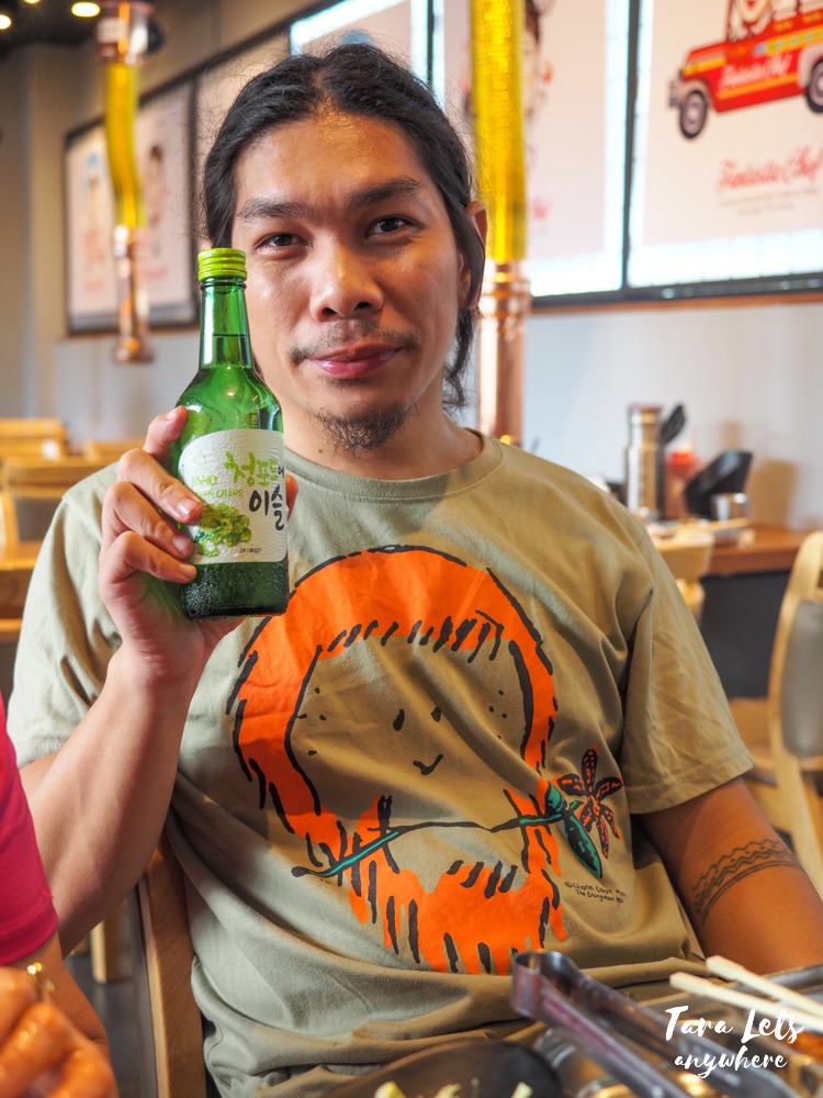 Hali with soju bottle