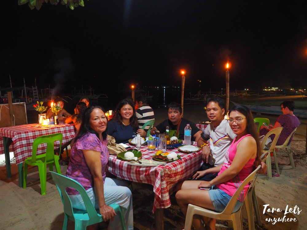 Group shot - Port Barton dinner by the beach