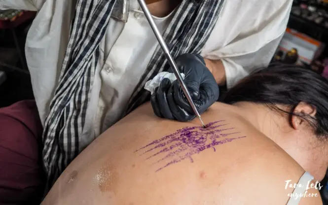 Tattoing process for Sak Yant tatoo | metal rod for Sak Yant tattoo