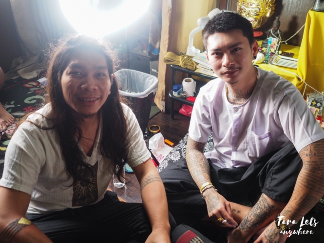 Hali with Thai monk for Sak Yant tatoo