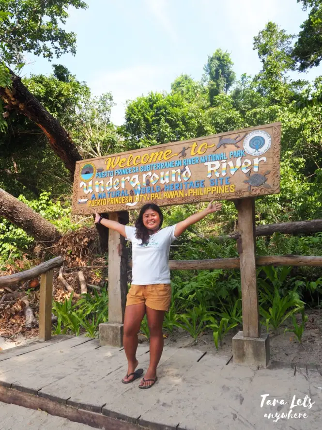 Kat in Puerto Princesa Underground River signage