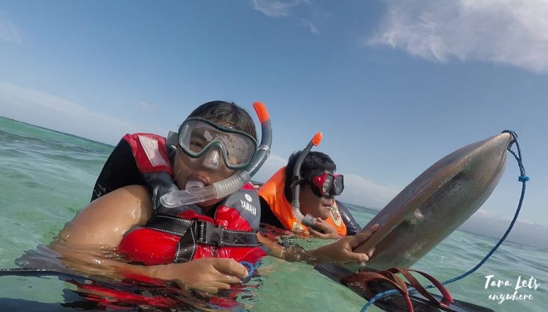 Kat and Joemar in the Giant Clam Sanctuary