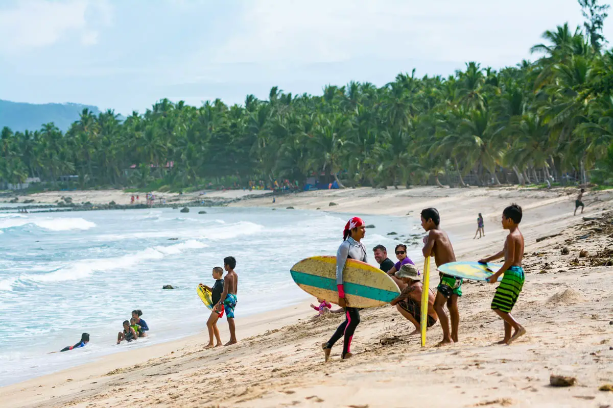 Surfing in Dahican Beach in Mati, Davao Oriental