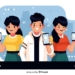 People on phone vector