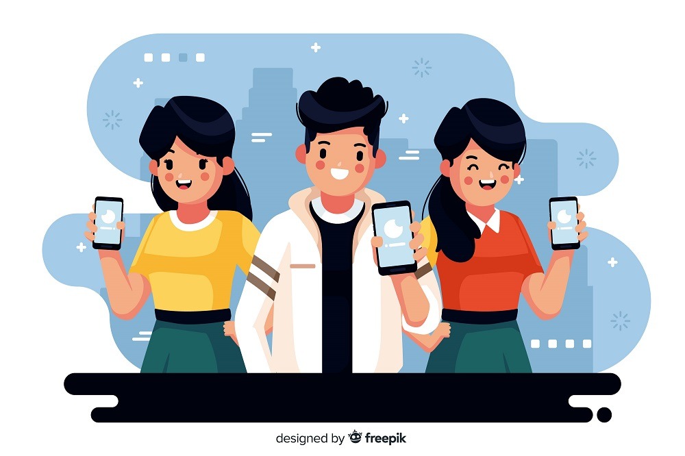People on phone vector