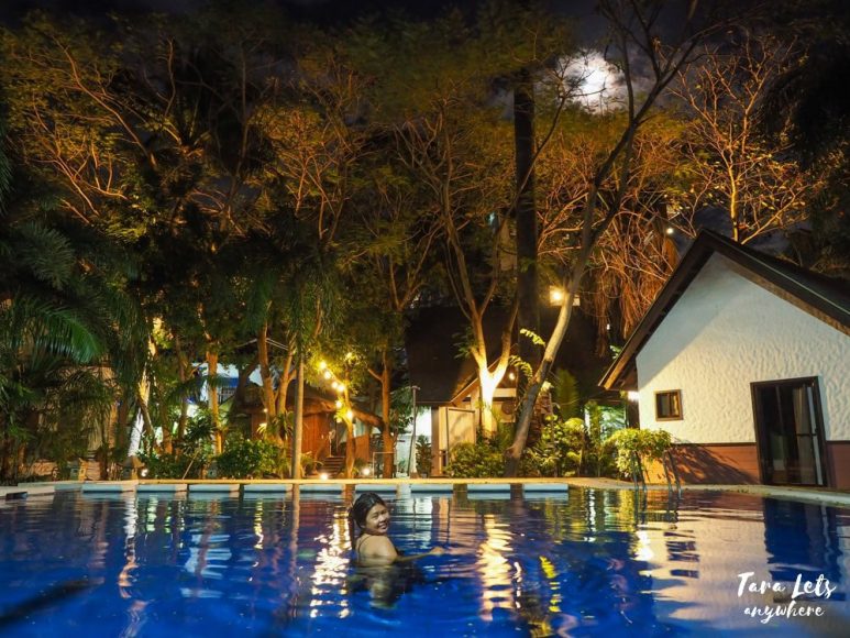 Kat in pool area at Sabangan Beach Resort