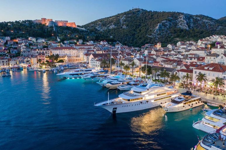 Night cruise ships in Hvar, Croatia