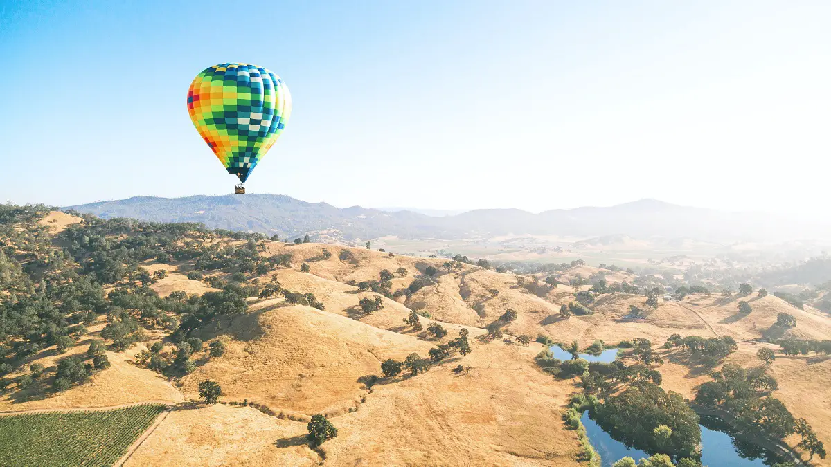 Hot air balloon in Napa Valley California