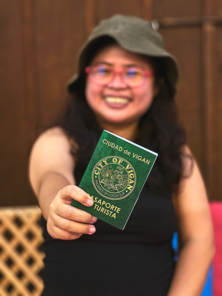 Kat with a Vigan tourist passport