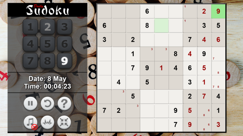 Sudoku via solitaire.org.