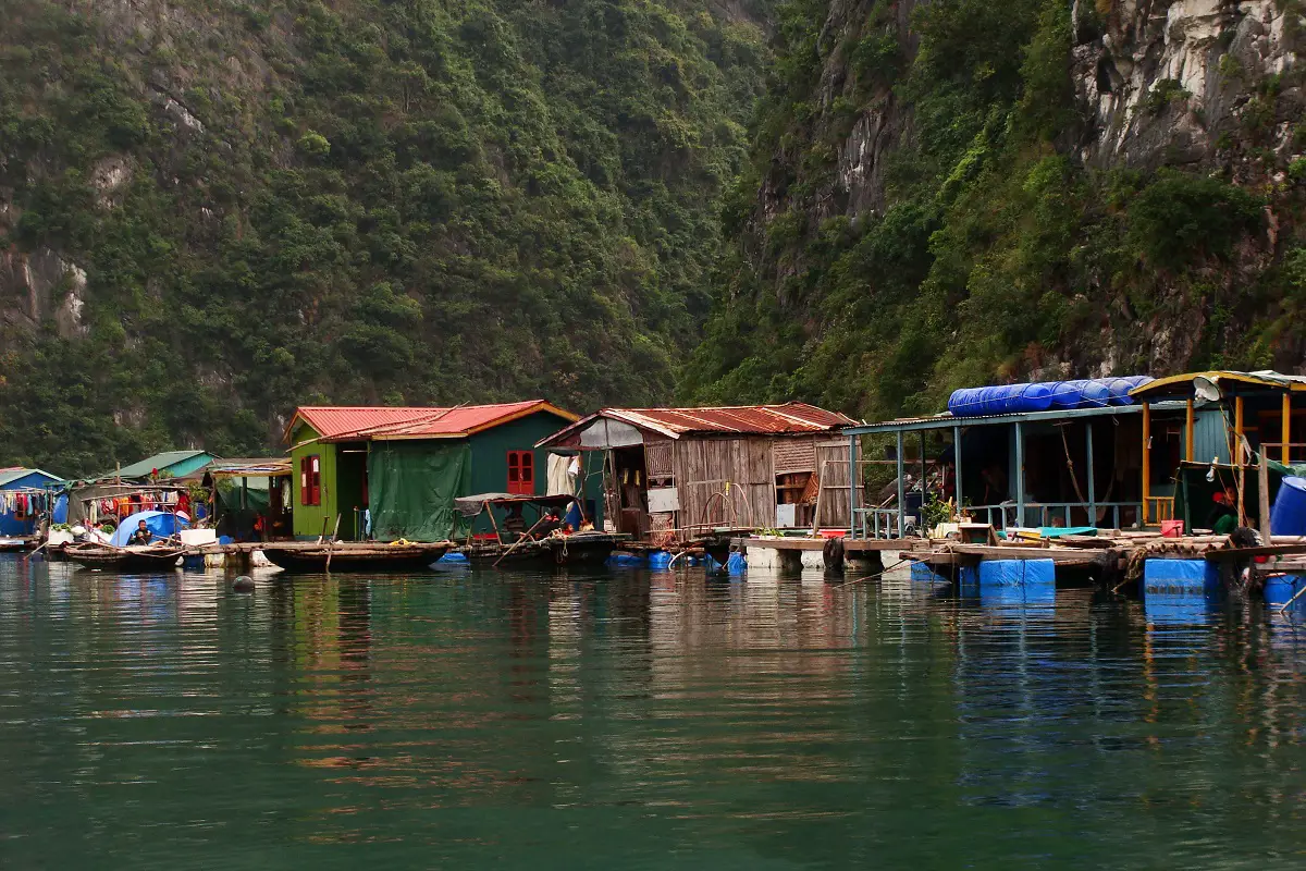 Floating village in Bai Tu Long Bay