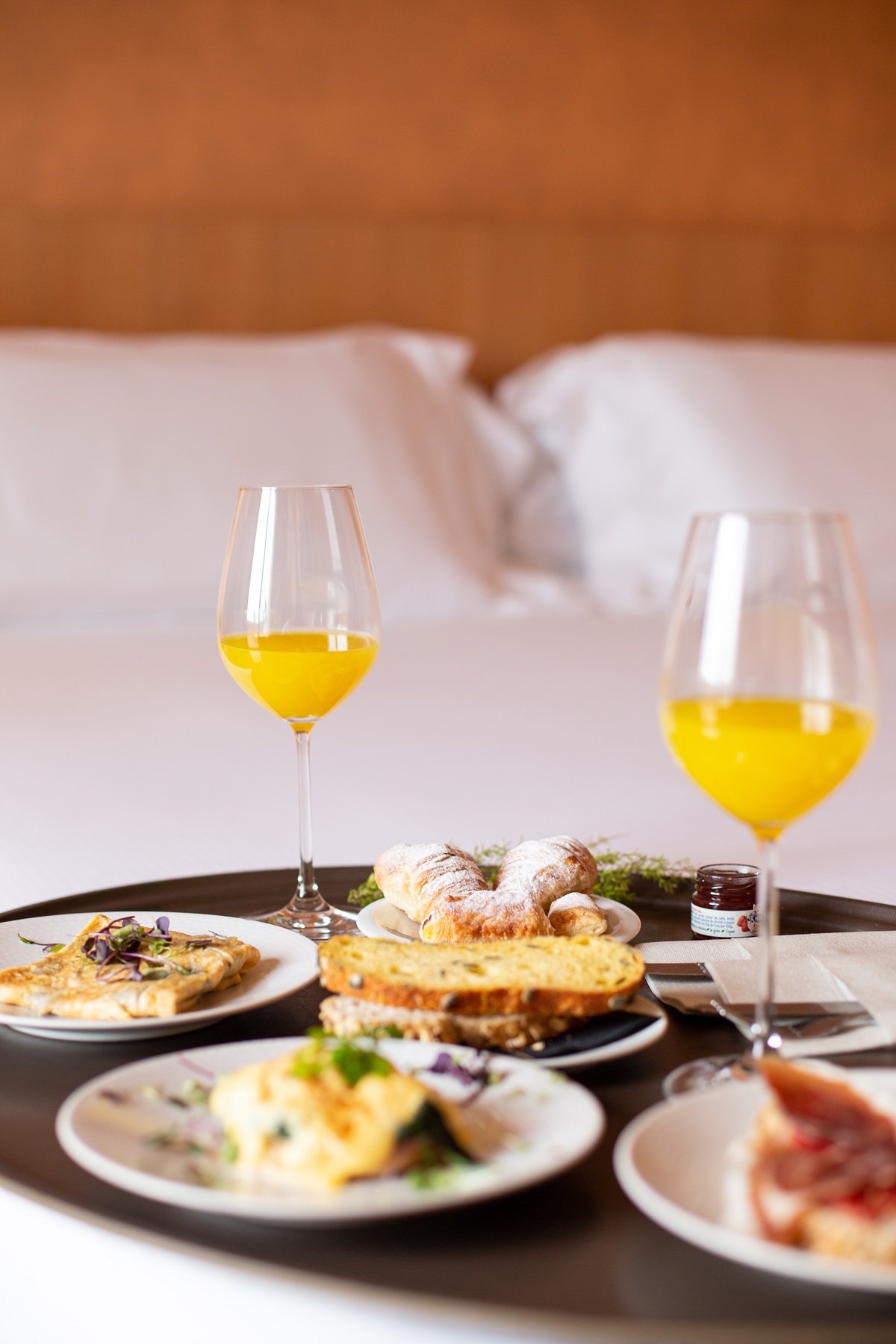 Hotel breakfast in bed